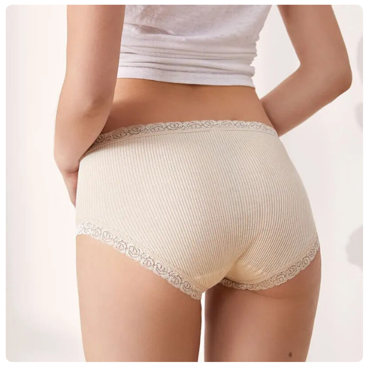 53.2% Mulberry Silk, 24.6% Cotton, 22.2% Wool Women's Knit Jersey and Lace Briefs, Lingerie, Underwear 3 Pcs/Set