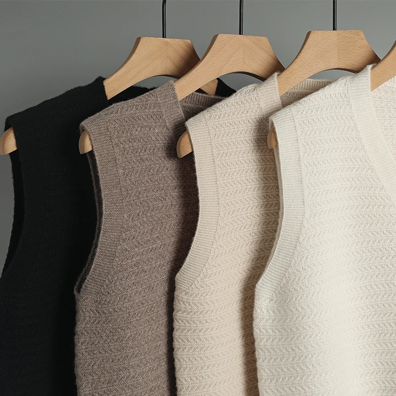100% Merino Wool Women's Vest, Sleeveless Pullover Sweater, Knitwear