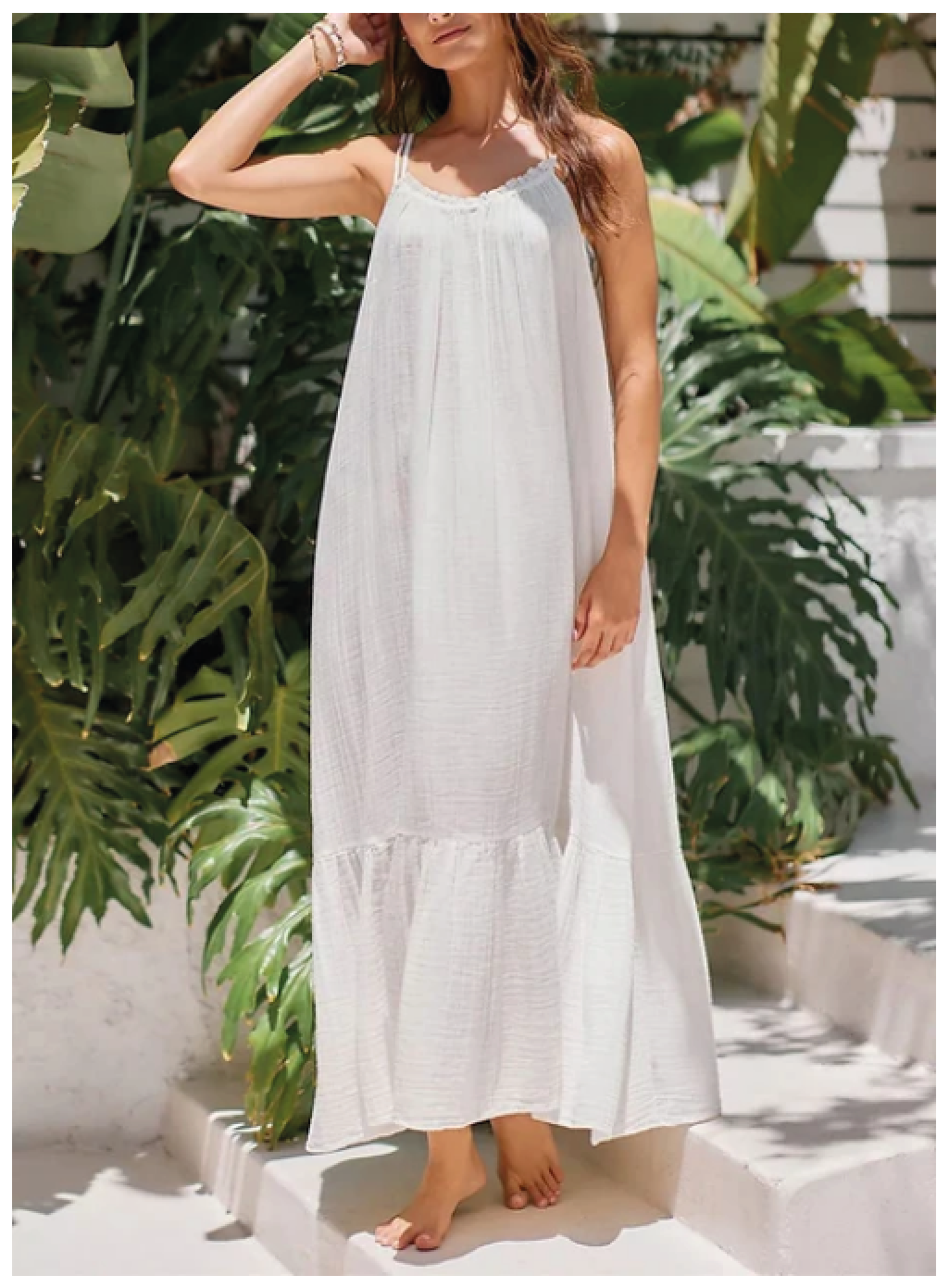 100% Cotton Muslin Sleeveless Women's Maxi Sundress
