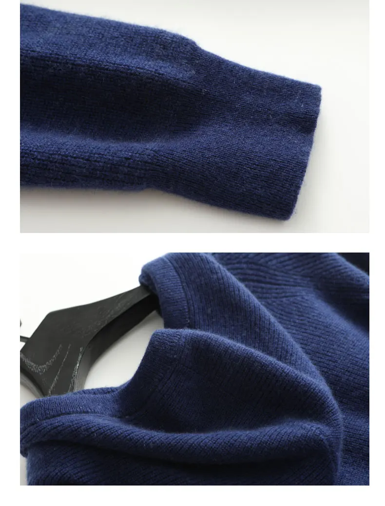 100% Cashmere Coat Men's Hooded Cardigan with Zipper, Casual Knitted Men's Jacket