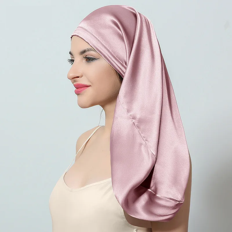 100% Mulberry Silk Grade 6A Women's Bonnet with Elastic Edge for Long Hair, Sleeping Hat, Night Wrap, Hair Care Cap