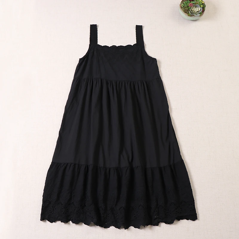 100% Cotton Lace Embroidery Lingerie Slip Dress, Vest Dress, Camisole