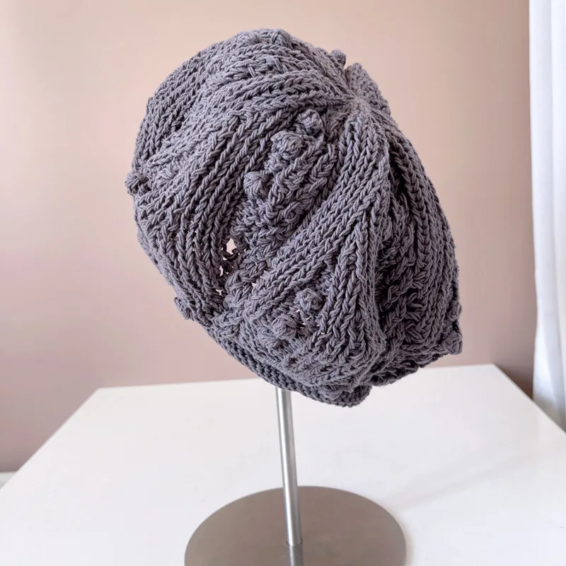 100% Cotton Hand Made Knitted Crochet Women's Hat, Beret