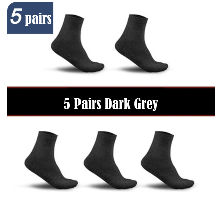 98% Cotton Men's Socks, Size EU 45-50, 5 Pairs/Set
