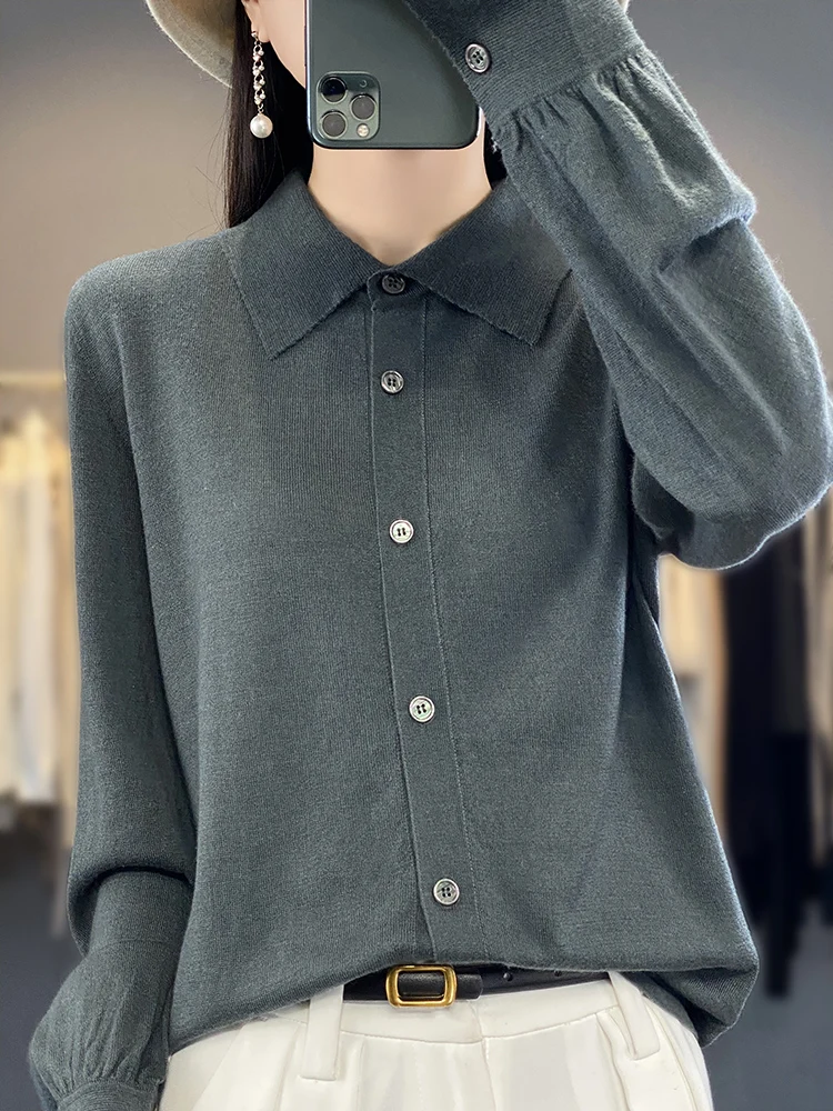 100% Merino Wool Shirt for Ladies, Fine Knit (197)