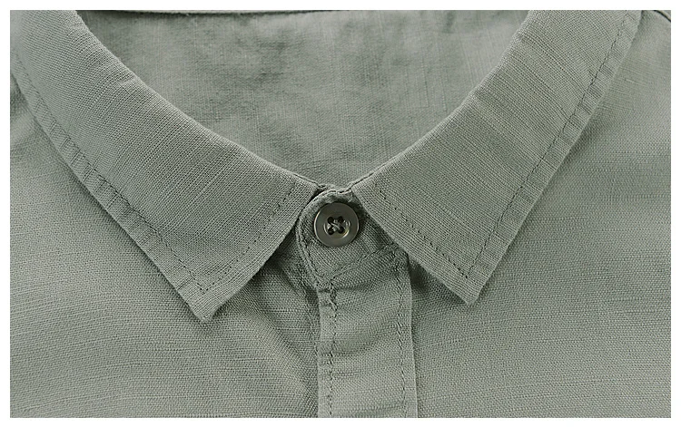 55% Cotton 45% Linen Men's Casual Shirt, Long Sleeve Top (688)
