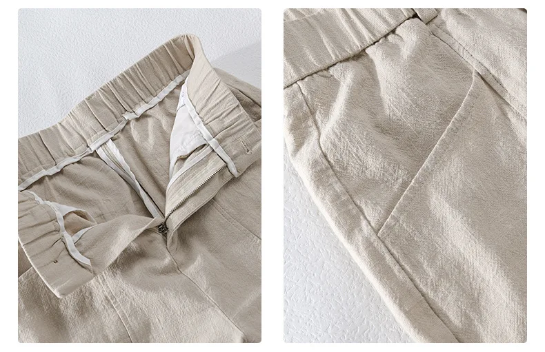 60% Ramie 40% Cotton Men's Casual Trousers, Drawstring Pants (760)
