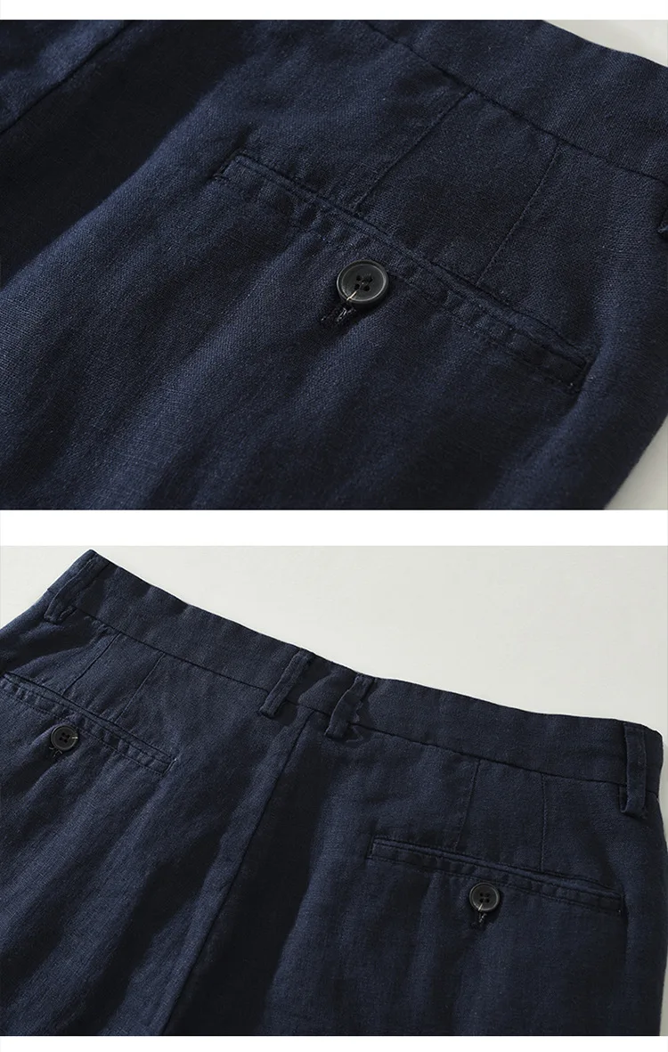 100% Linen Men's Pants, Casual Straight Trousers (727)
