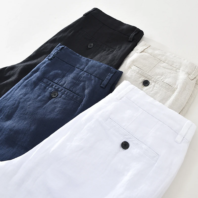 100% Linen Men's Casual Trousers, Pants (751)