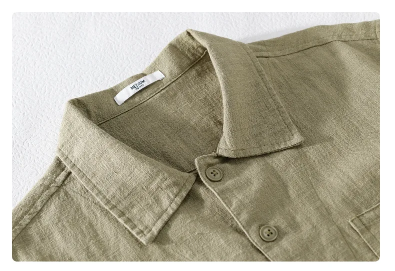 70% Ramie 30% Cotton Men's Shirt, Casual Long Sleeved Jacket, Outerwear (749a)