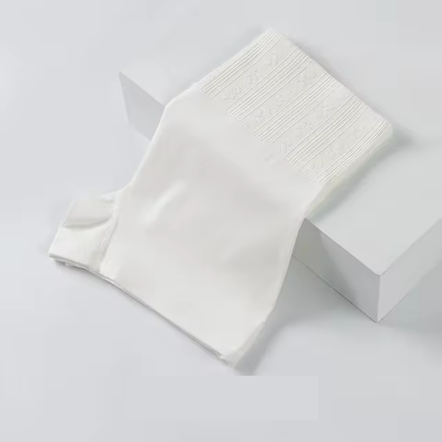 95% Undyed Cotton Jacquard Knit Mid-Waist Women's Underpants, Shorts, Underwear, Lingerie, 4Pcs/Set  (636a)