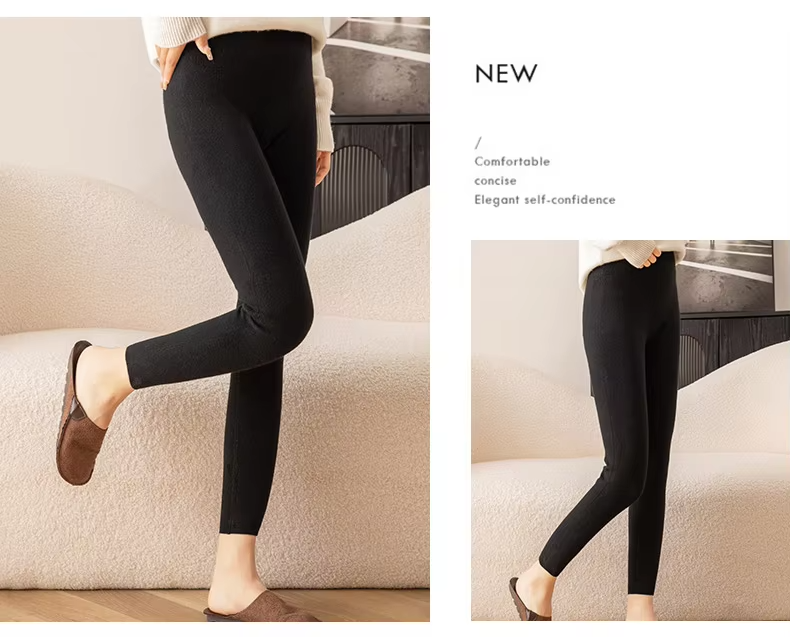 100% Cashmere Wool Leggings, Ladies' Knit Pants, High Waisted Tights, Elastic Waist (315)