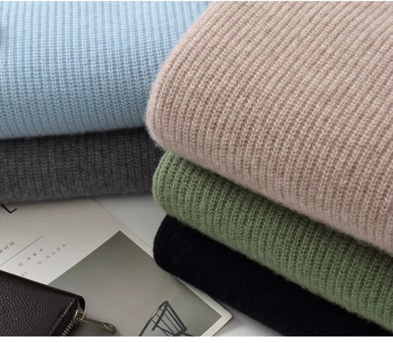 100% Wool Men's Rib Knit Sweater, Round Neck Pullover, Casual Jumper, Knitwear (300a)