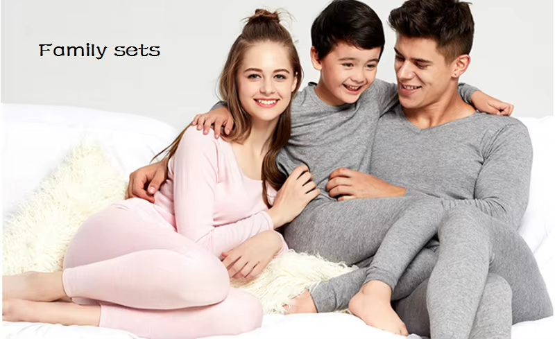 100% Merino Wool Thermal Sets for Kids, Buttoned Top, Pyjamas, Sleepwear, Knitwear (291a)