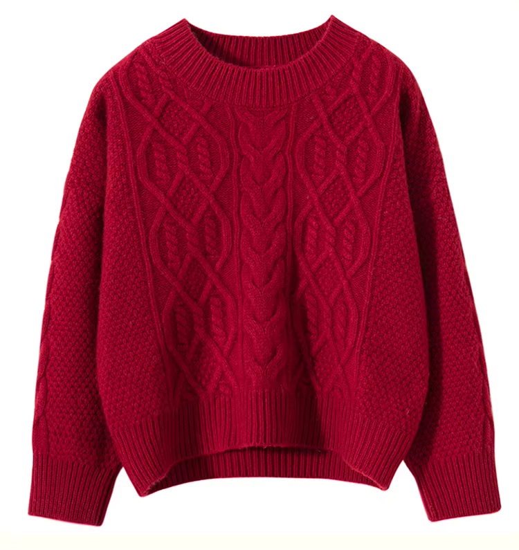 100% Wool Children's Cable Knit Sweater, Round Neck Pullover, Kid's Top, Knitwear (294)
