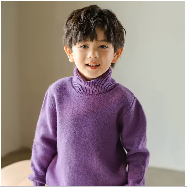 100% Wool High Neck Pullover, Children's Boys And Girls Turtleneck Sweater, Knitwear (295e)