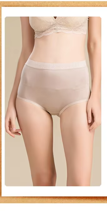 100% Mulberry Silk High-waisted Women's Thin Shorts, Basic Casual Briefs, Lingerie, Underwear (71a)