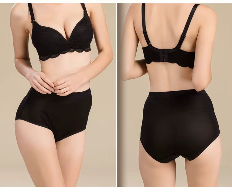 100% Mulberry Silk High-waisted Women's Thin Shorts, Basic Casual Briefs, Lingerie, Underwear (71a)