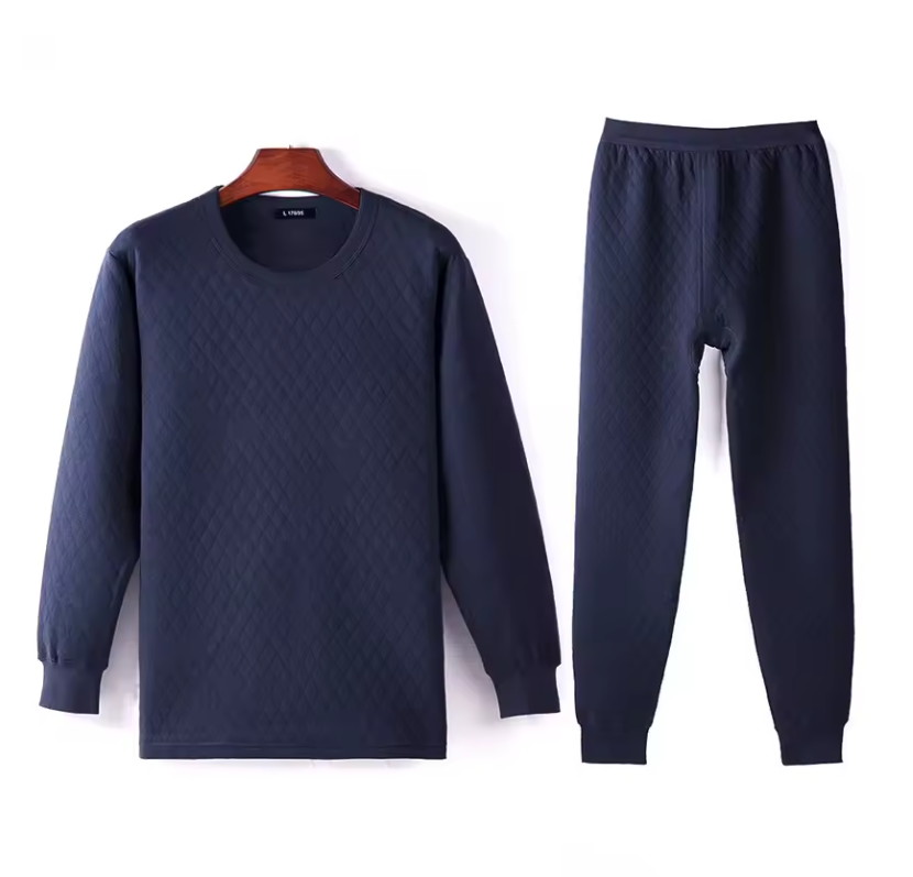 100% Cotton Men's Thermal Underwear Set, Two Pieces, Variations of High-Neck/Mid-High/Round Neck Top and Bottoms Suit, Underwear (76)
