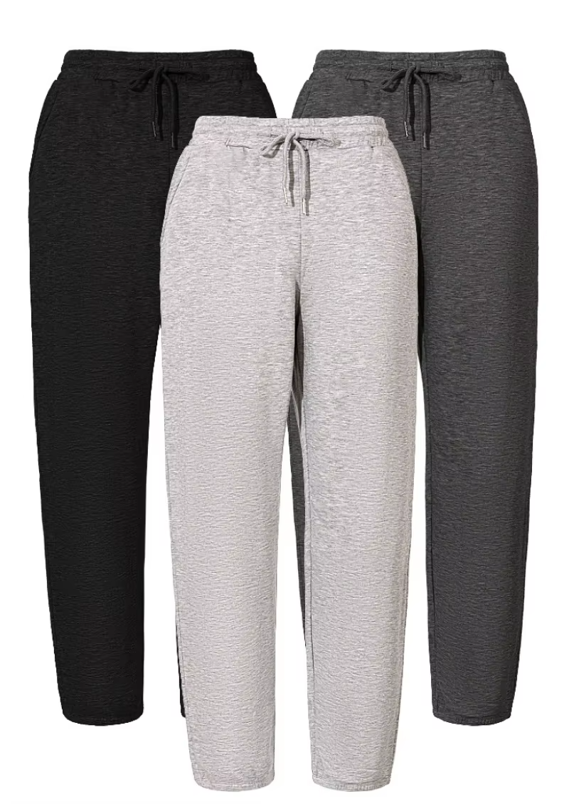 Main Fabric 92% Cotton 8%  Spandex, Inner Layer 100% Mulberry Silk Fleece Thermal Joggers for Women, Knit Jersey Sport Trousers, Set of 2 (114)