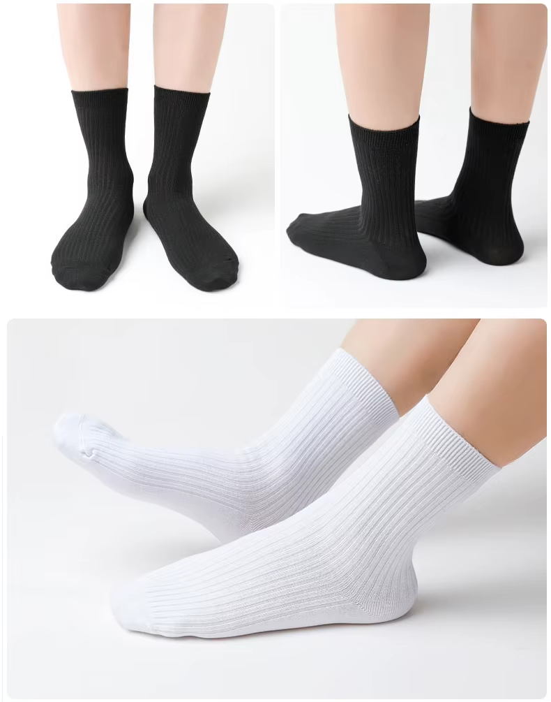100% Cotton Rib Knit Men's Socks, EUR 39-42, 5 Pairs/Set (107)