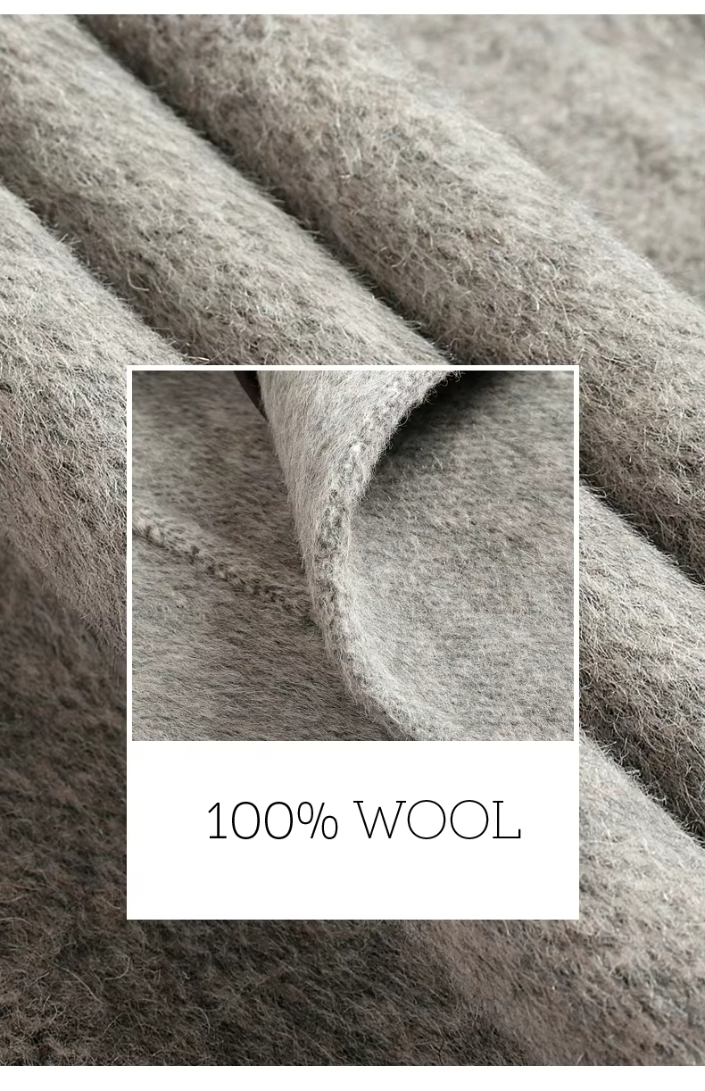 100% Wool Double Sided Men's Short Coat, Buttoned Jacket, Outerwear (138)