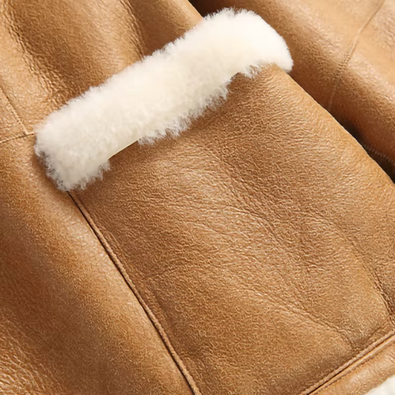 100% Sheepskin Shearling Fur Women's Coat, Hooded Jacket, Outerwear (158)