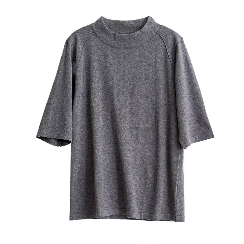 85% Mulberry Silk 15% Cashmere Wool Women's Knit Jersey Casual T-Shirt, Loose Fit (84)