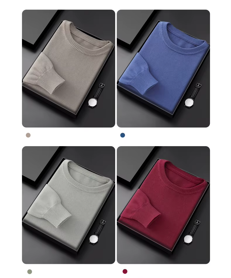 100% Cotton Men's Round Neck Casual Sweater, Knitted Top, Knitwear (215)