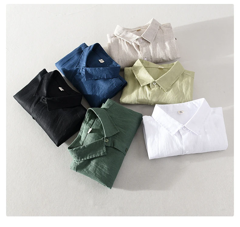 100% Linen Men's Casual Short Sleeved Basic Shirt (236)