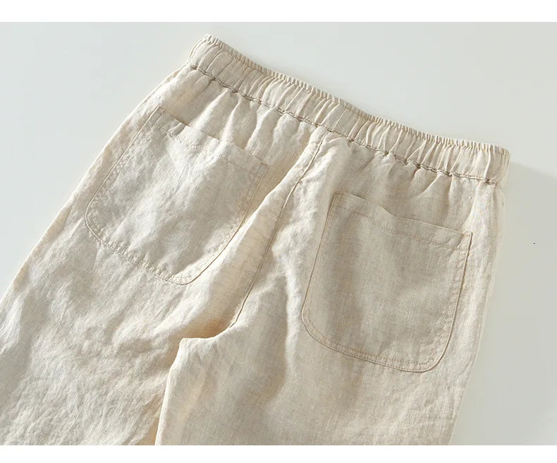 100% Linen Casual Men's Boys Pants Thin Loose Trousers (752)
