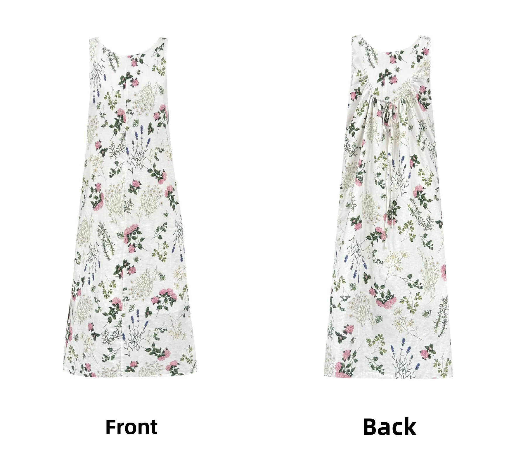 100% Cotton Floral Print Sleeveless Women's Dress, Casual Vest Dress (26)