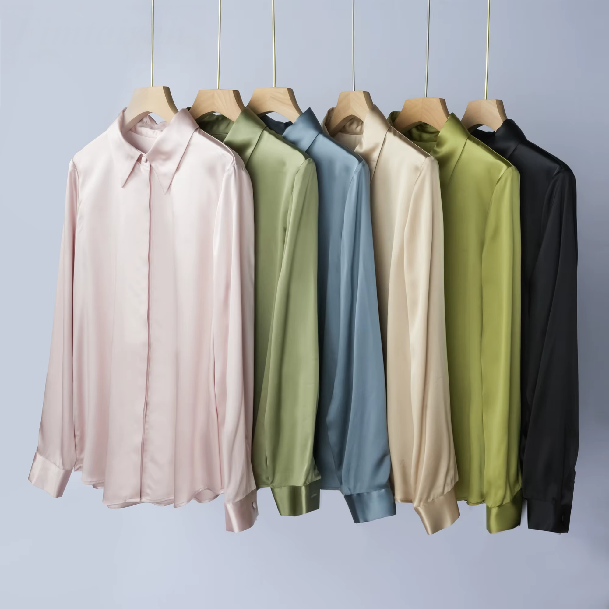 100% Mulberry Silk Grade 6A Crepe Satin Women's Shirt, Long-sleeved Blouse (136)
