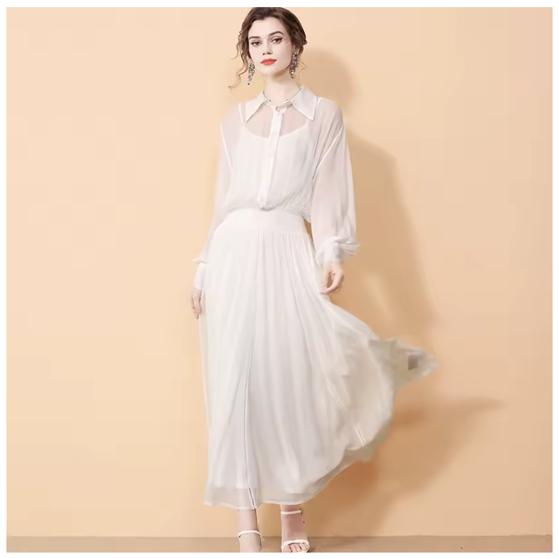 100% Mulberry Silk Women's Maxi Dress (268)