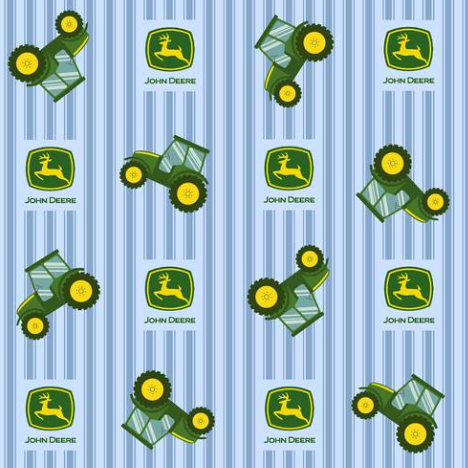 Springs Creative Cotton Fabric John Deere Tossed Tractor on ticking CP70172