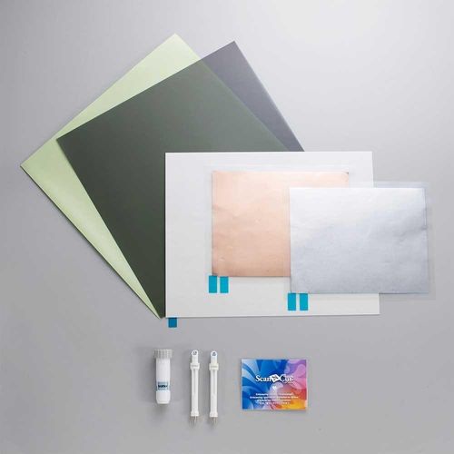 Embrossing sheet, b;ades and a blade holder