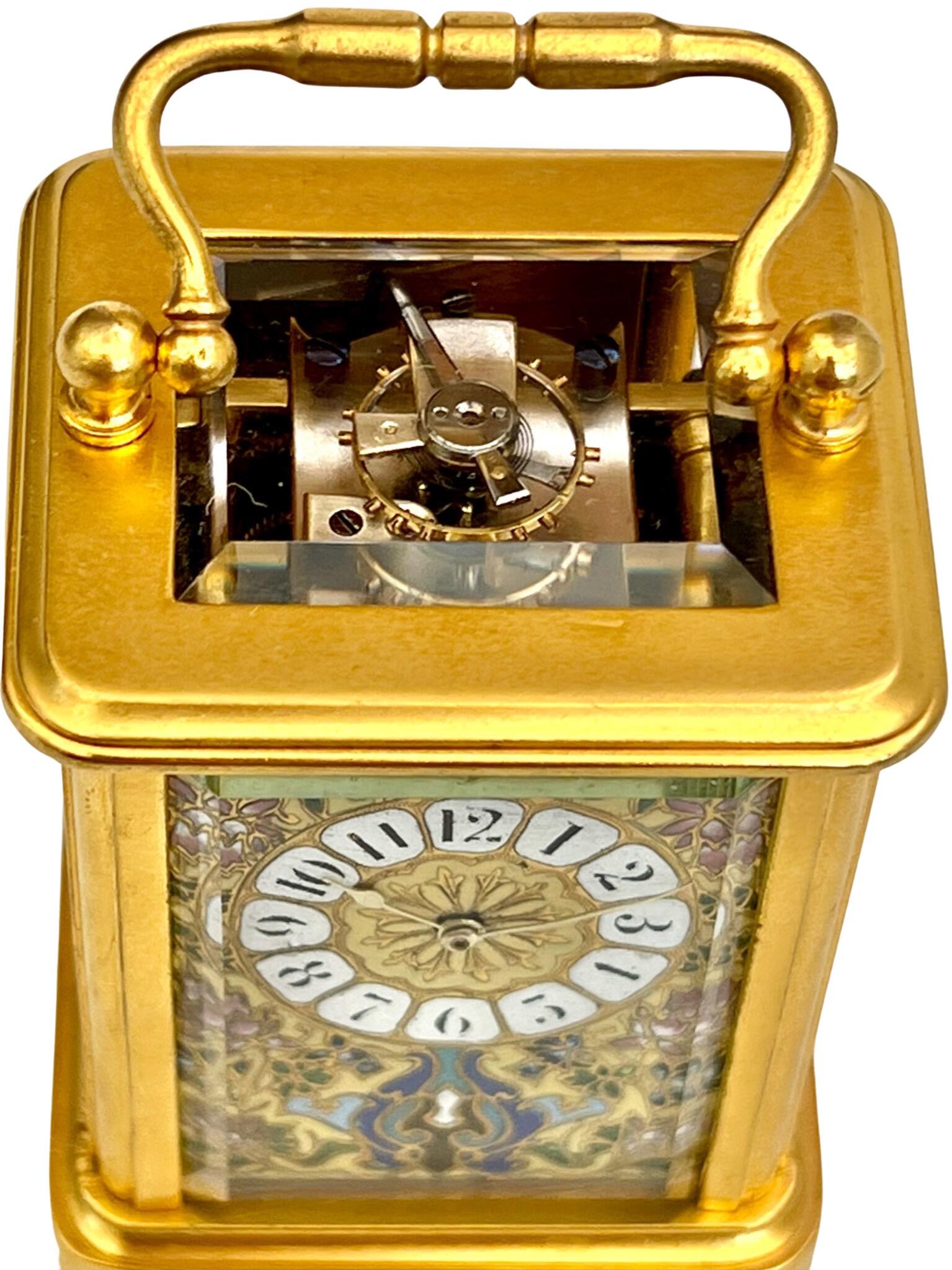 Carriage Clock With Champlevé Enamel Panels
