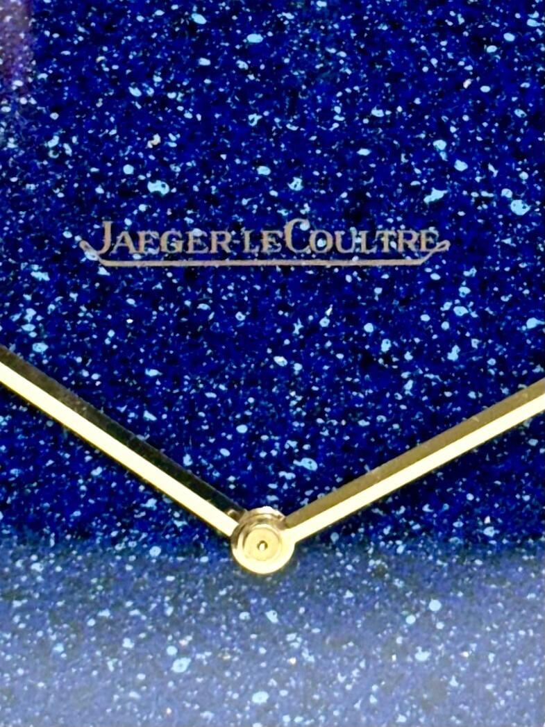 Jaeger LeCoultre mantle desk clock Lapis Dial detail