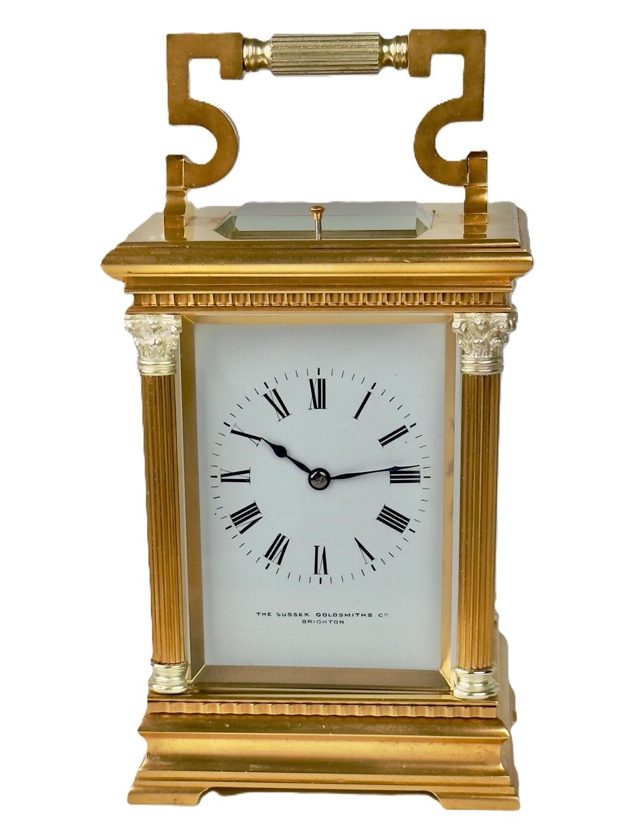 Antique French gold and silver carriage clock striking