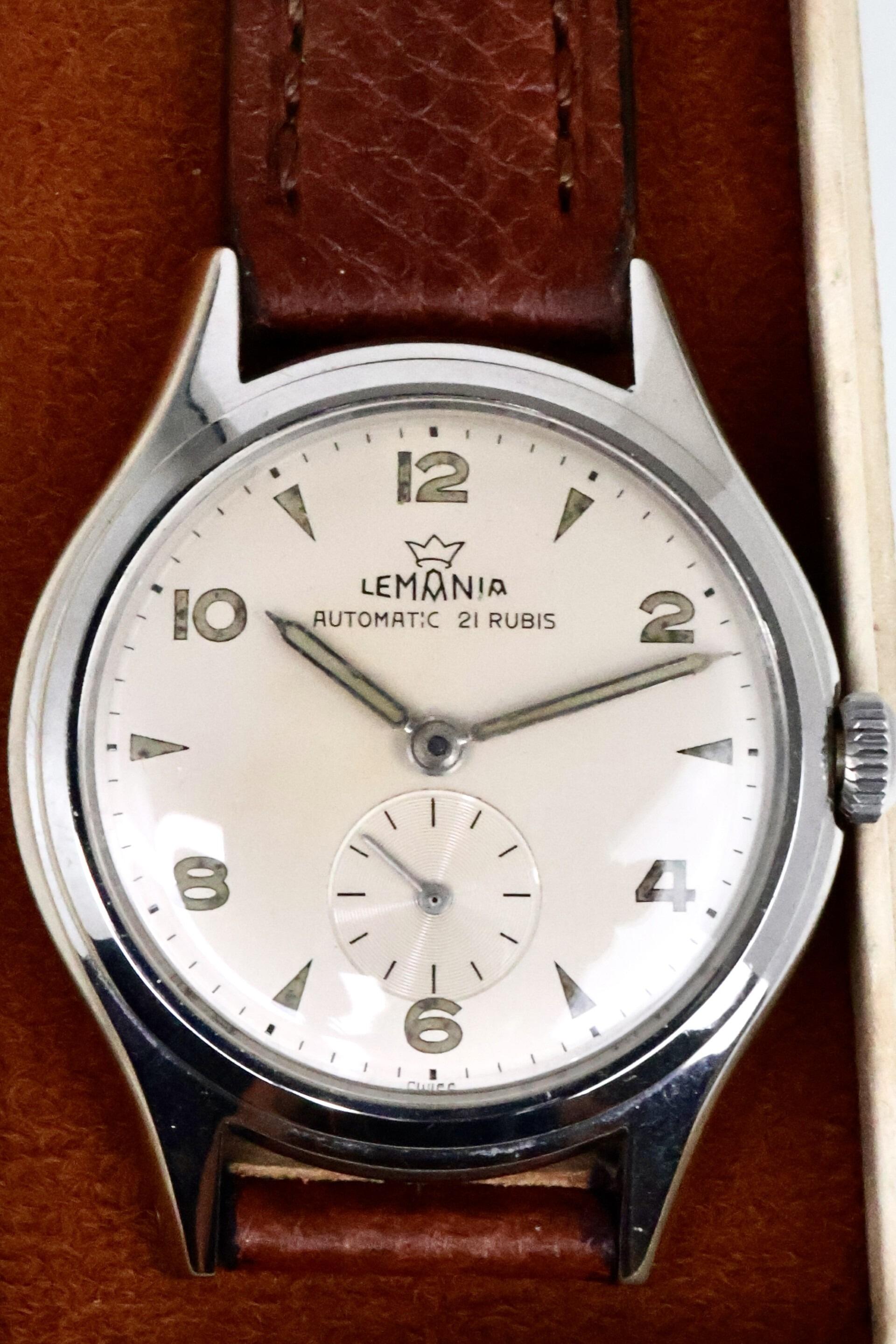 A Swiss Steel Automatic Wrist Watch, Lemania