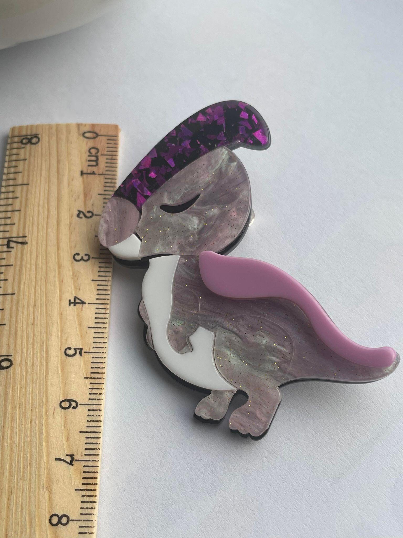 Acrylic Parasaurolophus brooch