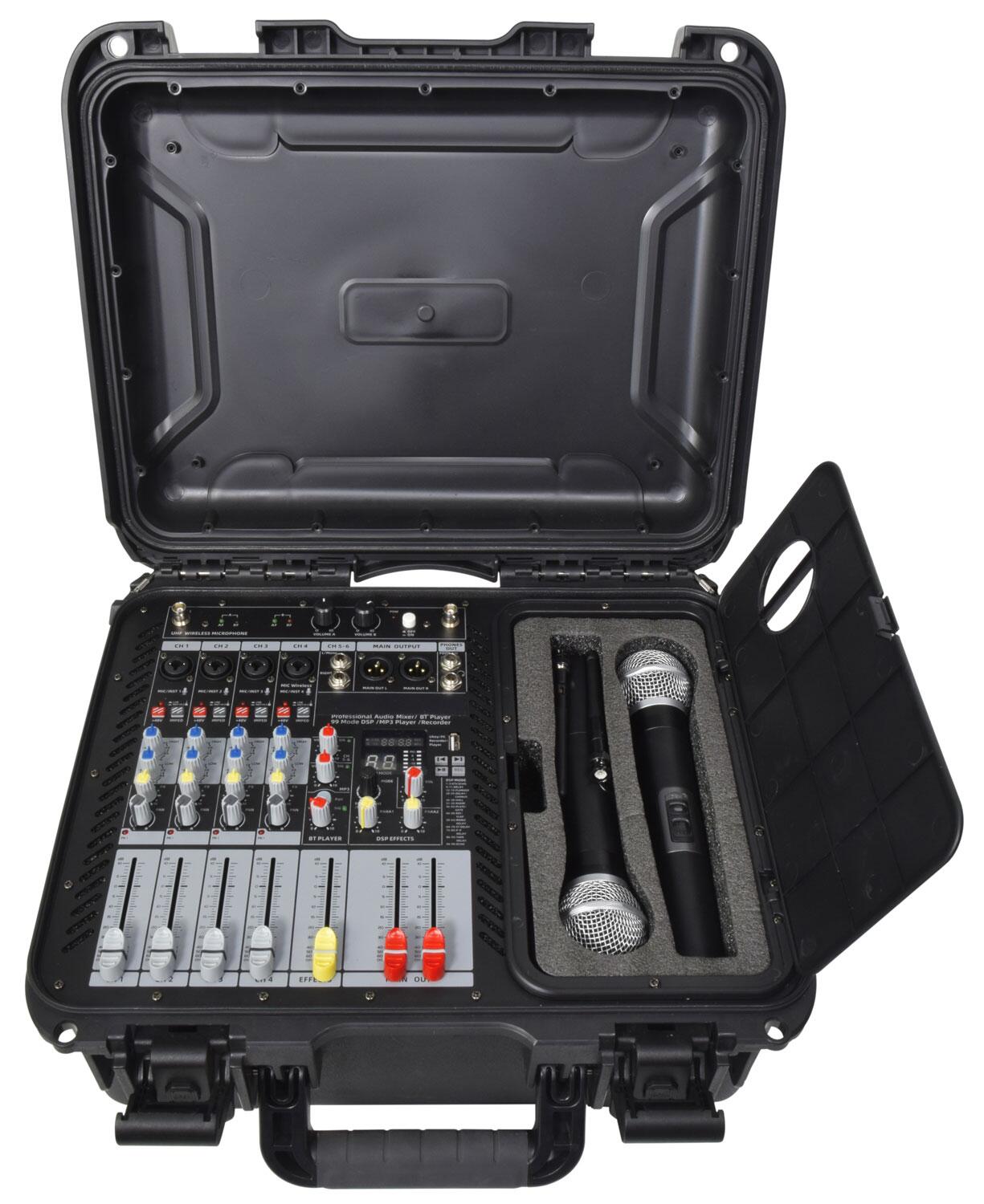 Citronic FLITE-600 Powered Mixer + 2 UHF Microphones + DSP front