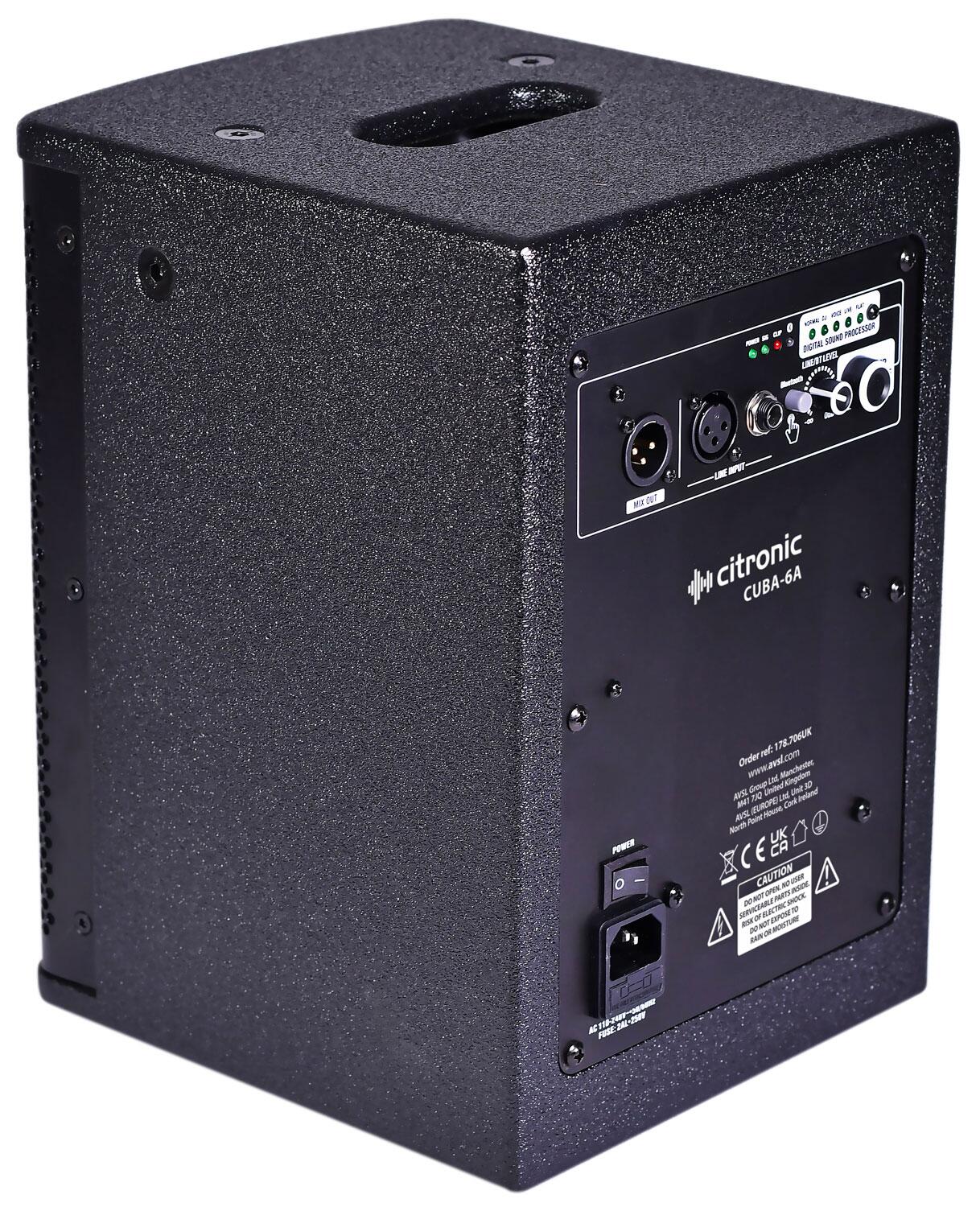 Citronic CUBA-6A Active Full Range Cabinet angle rear