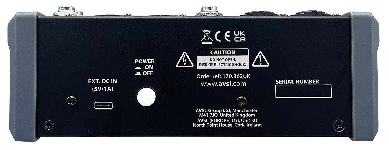 Citronic CMA-6 Compact Mixer with DSP FX and BT/USB rear