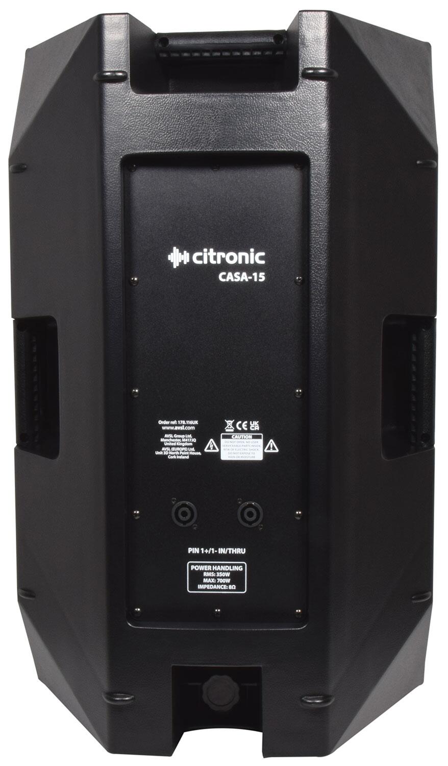 Citronic CASA-15 Passive 15" Full Range PA Cabinet rear