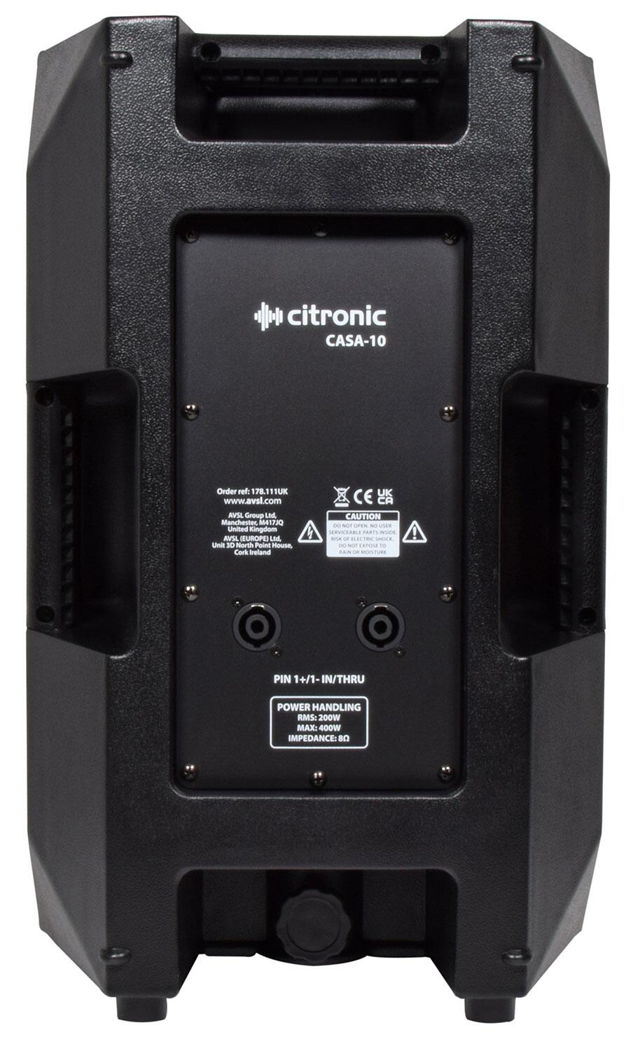 Citronic CASA-10 Passive 10" Full Range PA Cabinet rear
