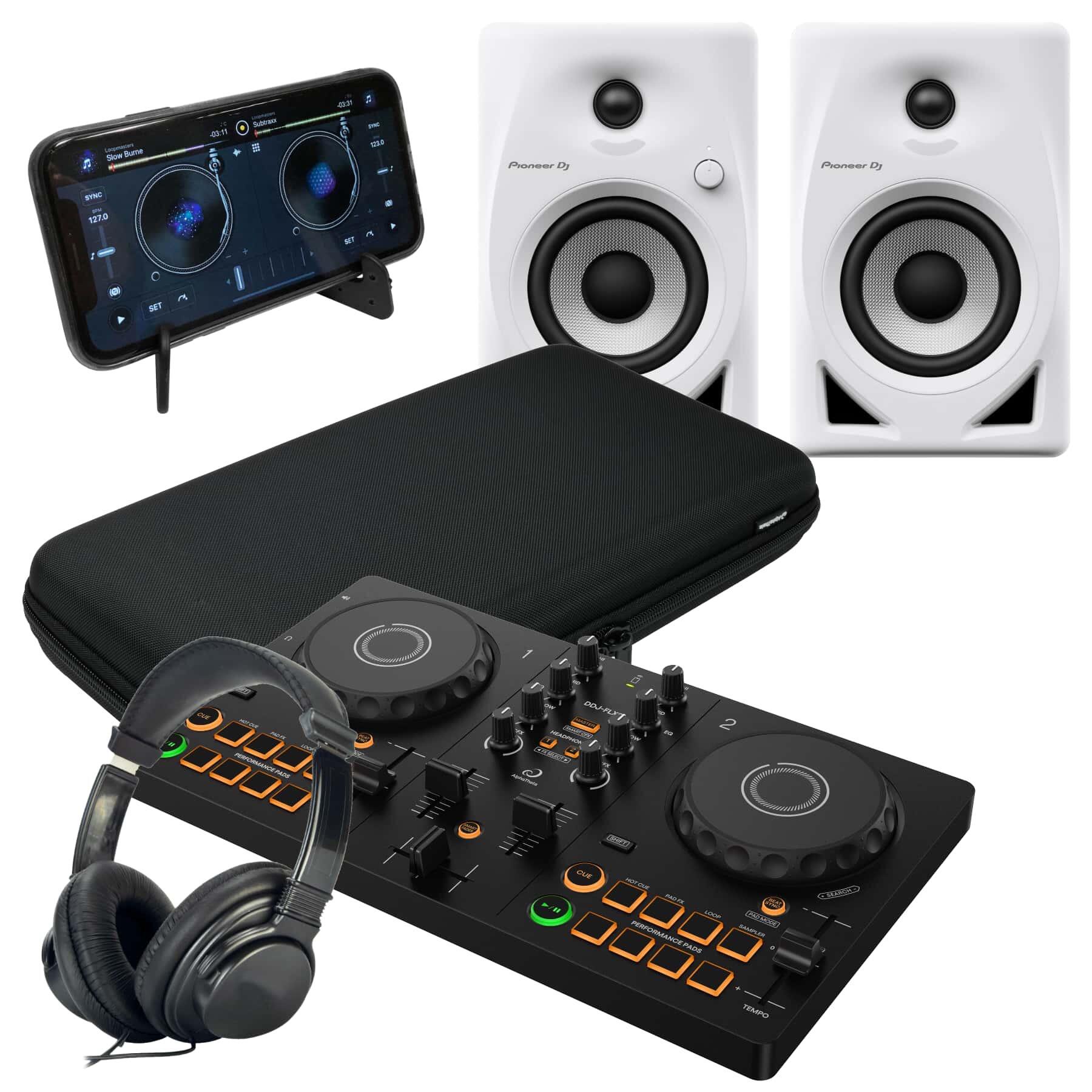 DDJ-FLX2 & Pioneer DJ DM-40D-W Complete DJ Bundle - Use your Phone