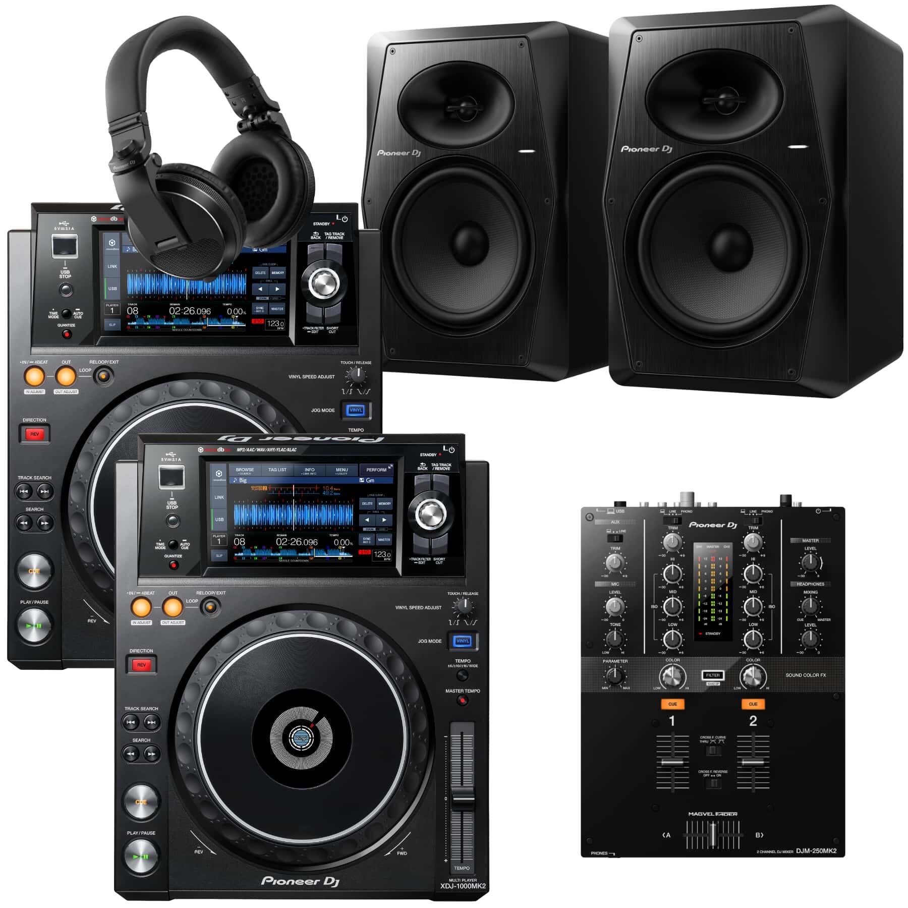 Pioneer DJ XDJ-1000MK2 & DJM-250MK2 VM-80 Bundle