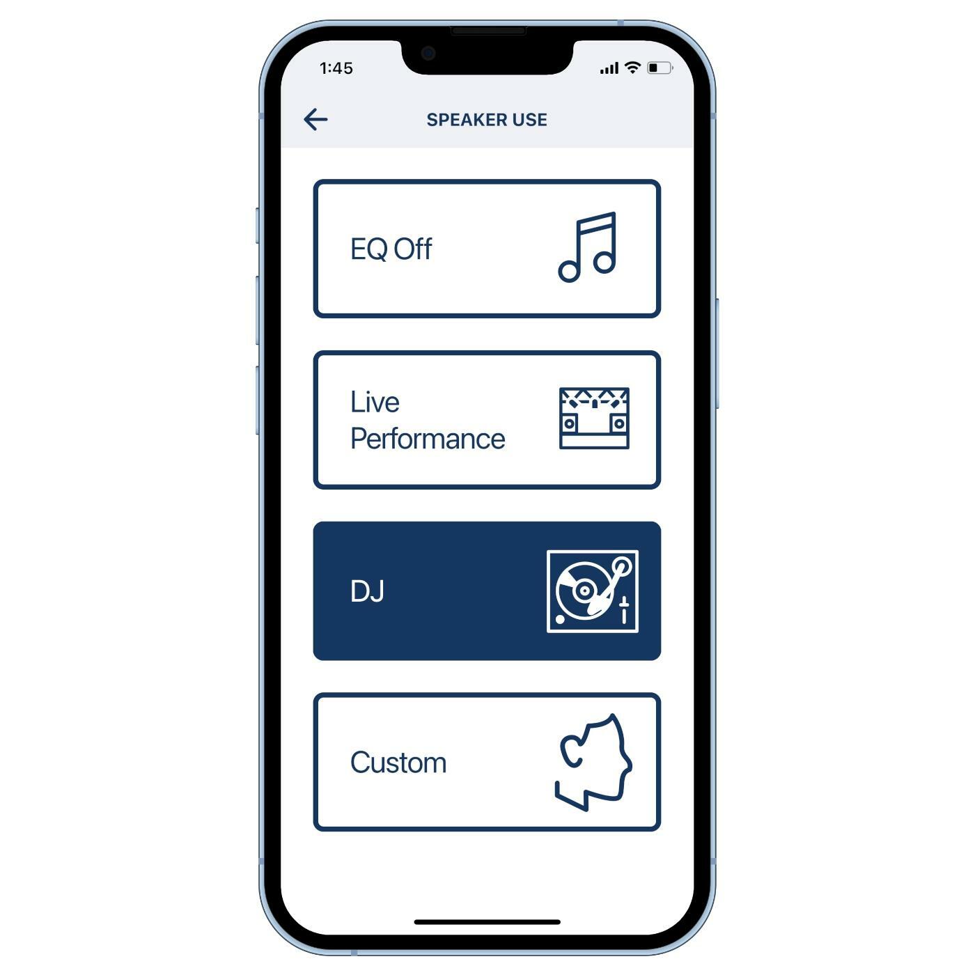 Alto Professional TS410 App speaker menu