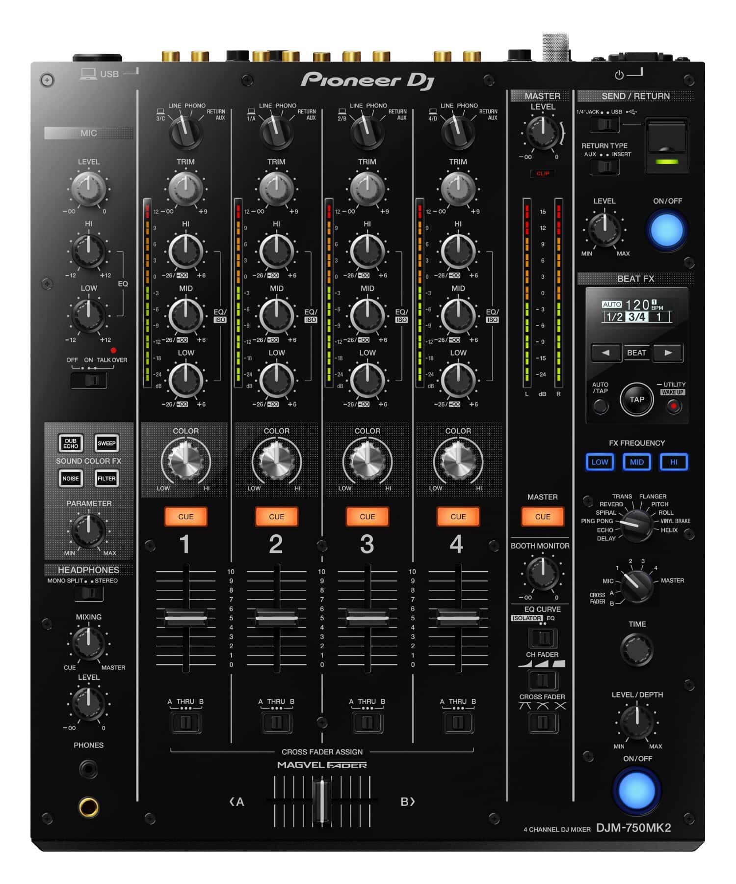 Pioneer DJ DJM-750MK2 4-channel DJ Mixer top